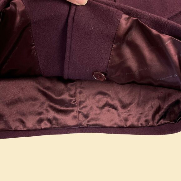 90s/Y2K wool purple trench coat, size M vintage womens jacket by Preston & Yorke - Picture 5 of 9